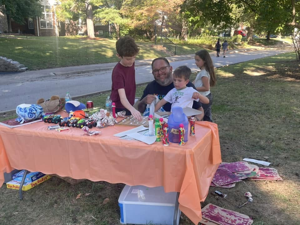A family working together at the craft table