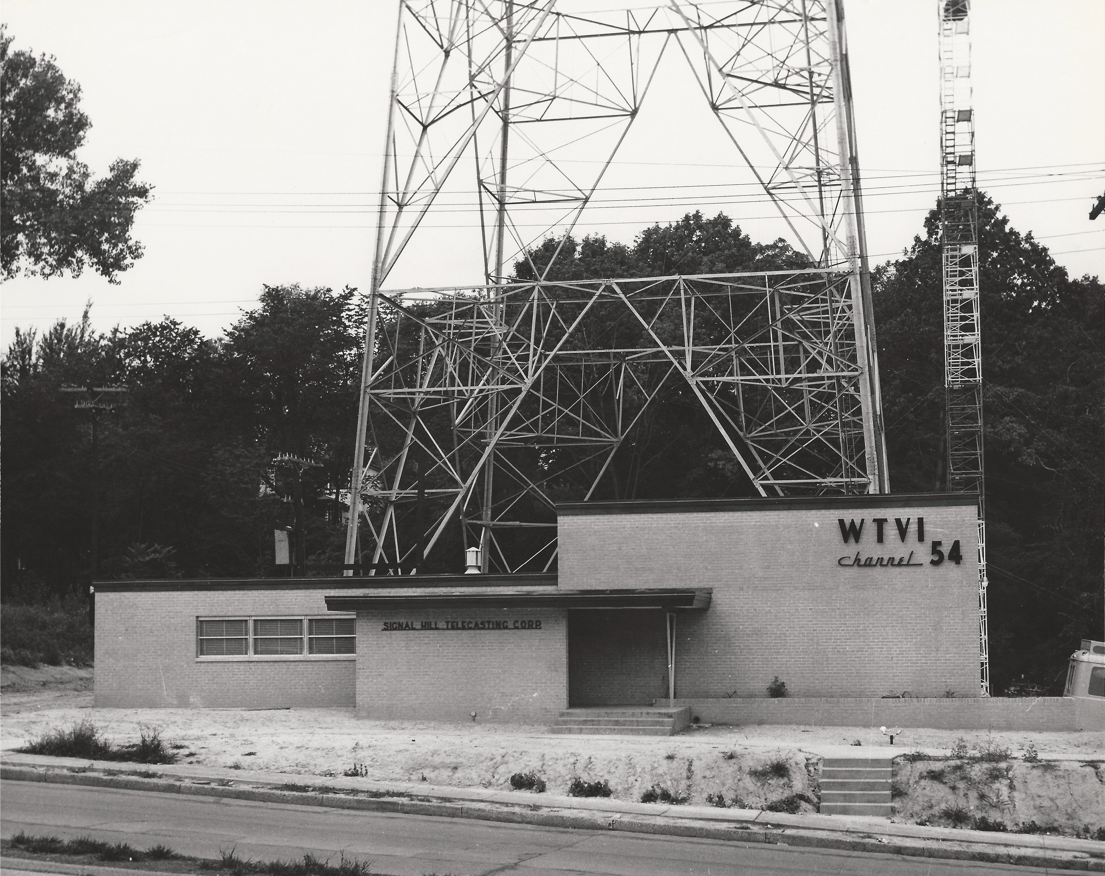WTVI Channel 54 studio and transmission tower at 10200 West Main Street in 1953